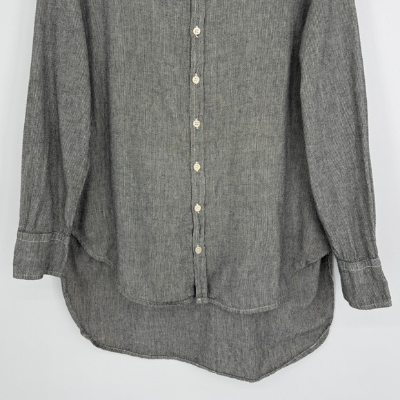 CP Shades Button Front Tunic Shirt Size Medium Gray Stripe 100% Cotton Casual - Picture 5 of 11